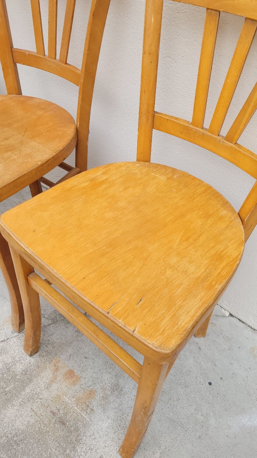 Series of 4 chairs of bistrot restaurant old 1950