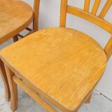 Series of 4 chairs of bistrot restaurant old 1950