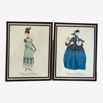 Lot 2 old vintage Empire fashion paintings