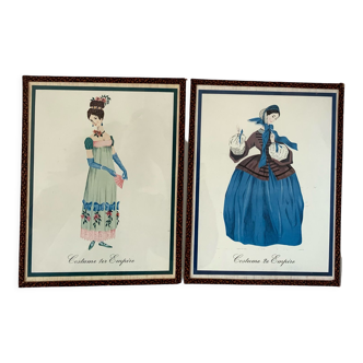 Lot 2 old vintage Empire fashion paintings