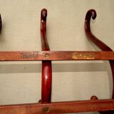 Wall-mounted coat and hat rack with 5 hooks by Thonet - 1900 - curved wood