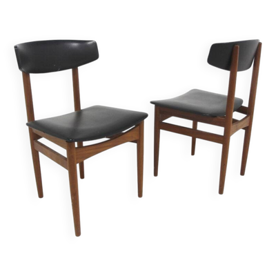 Set de 2 chaises scandinave en teck et en skaï, Danemark, 1960