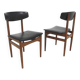 Set of 2 Scandinavian chairs in teak and imitation leather, Denmark, 1960