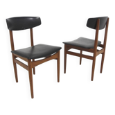 Set de 2 chaises scandinave en teck et en skaï, Danemark, 1960