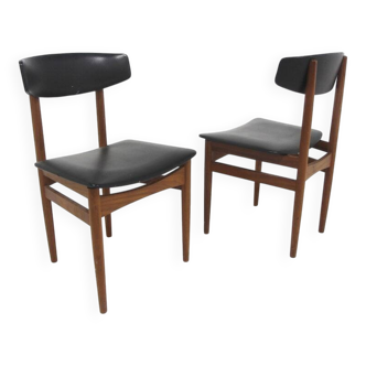 Set de 2 chaises scandinave en teck et en skaï, Danemark, 1960