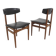 Set of 2 Scandinavian chairs in teak and imitation leather, Denmark, 1960
