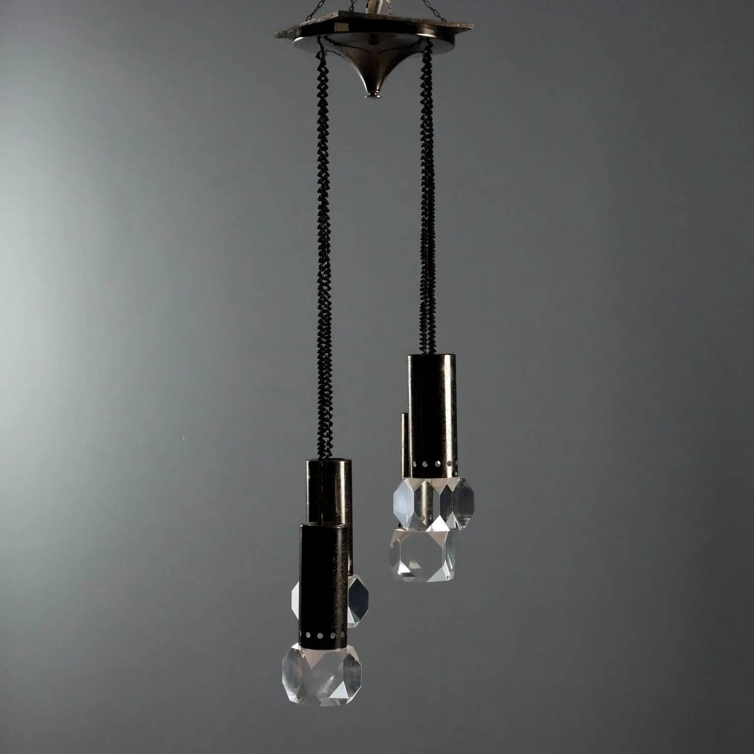 Vintage ceiling light in plastic and metal, design, Italy, 1960s