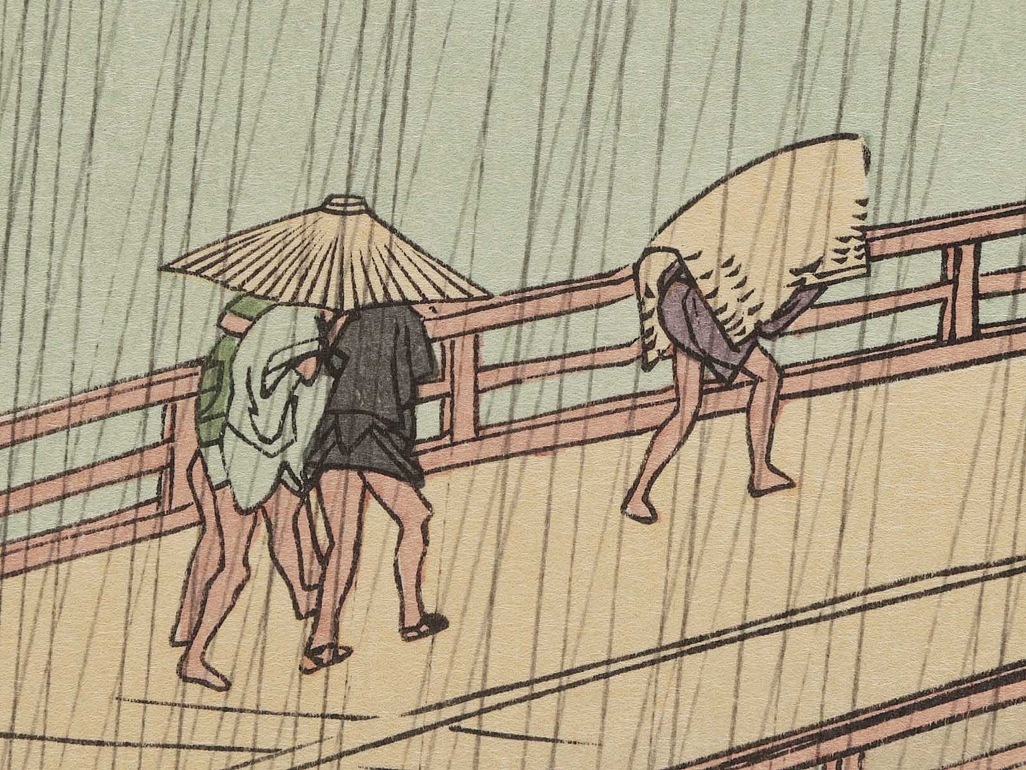 Sudden Shower Over Ohashi Bridge and Atake_Utagawa Hiroshige