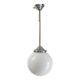 Suspension Bauhaus globe opaline et métal chromé - années 50/60