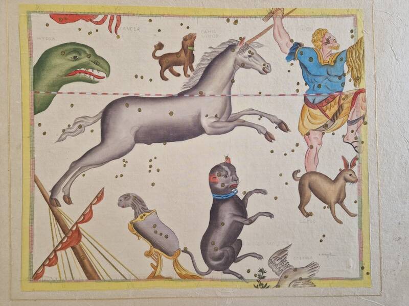 La Roche Laffitte (Born in 1943) - Watercolour drawing on silk - Unicorn
