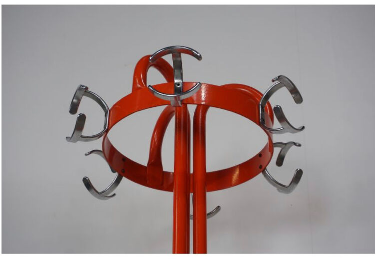 Vintage coat rack in orange lacquered metal