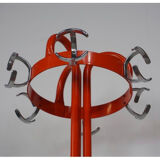 Vintage coat rack in orange lacquered metal