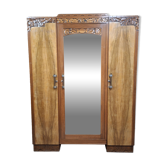 armoire à glace trois portes en placage de bois fruitier, de style Art Déco