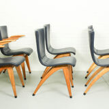 Ensemble de 6 chaises de salle à manger en similicuir Cor van Os modèle Swing, années 1960