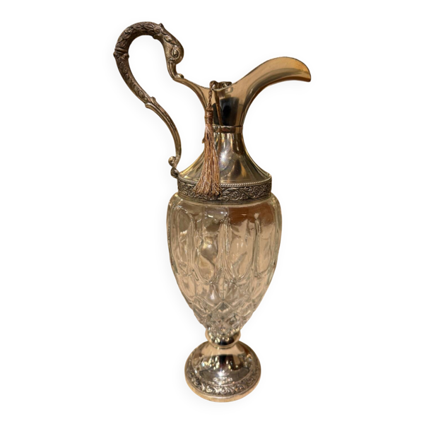 Carafe métal argenté et cristal