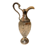 Silver-plated metal and crystal carafe