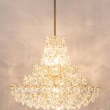 Chandelier, brass and crystal glass by Kinkeldey, Germany, 1970s.