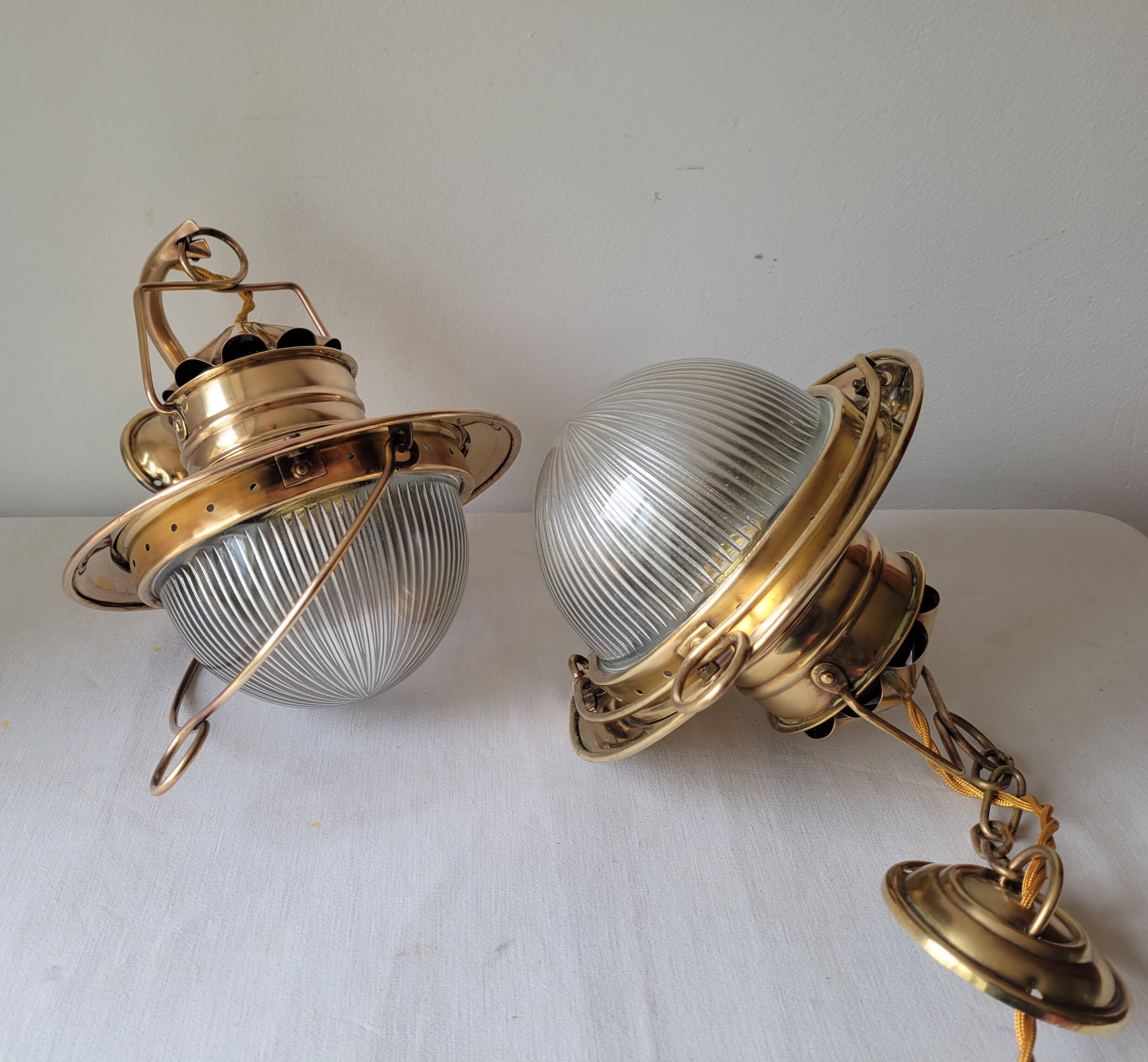 Holophane marine wall light in brass