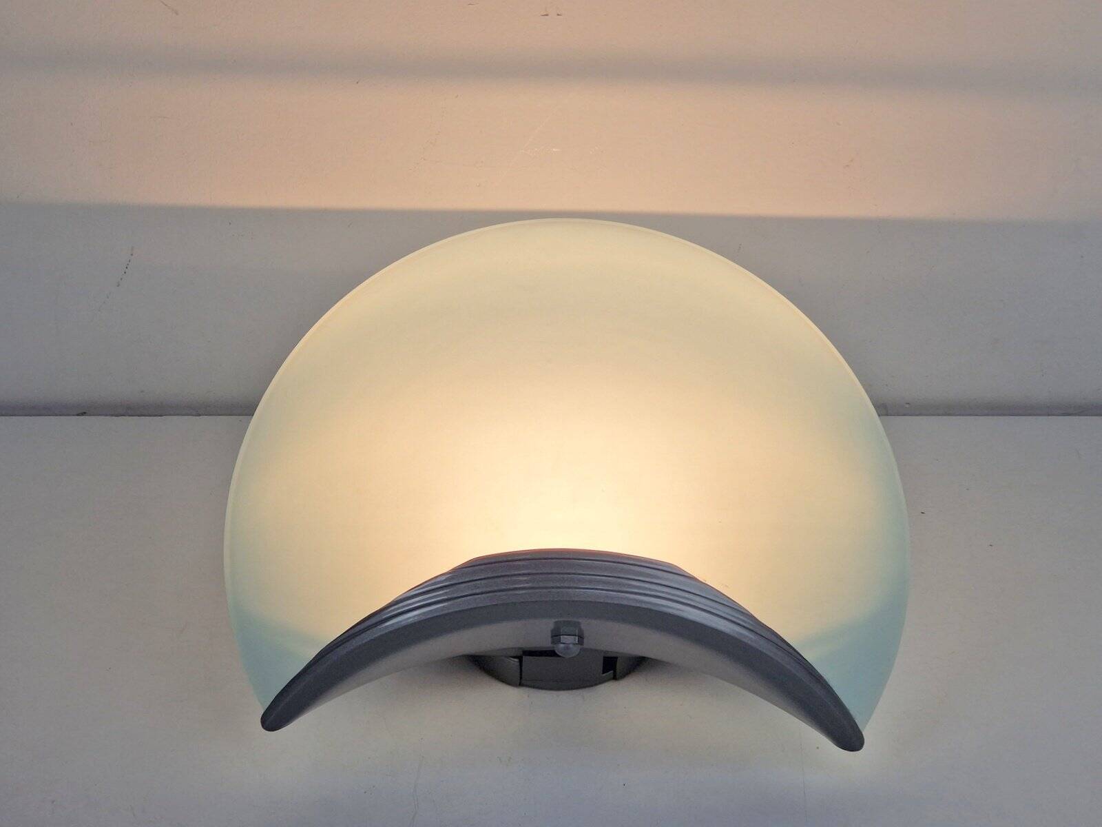 Shell Glass & Metal Wall Lamp by Alvaline Bologna, Italy, 1980s