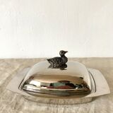 Silver metal butter dish