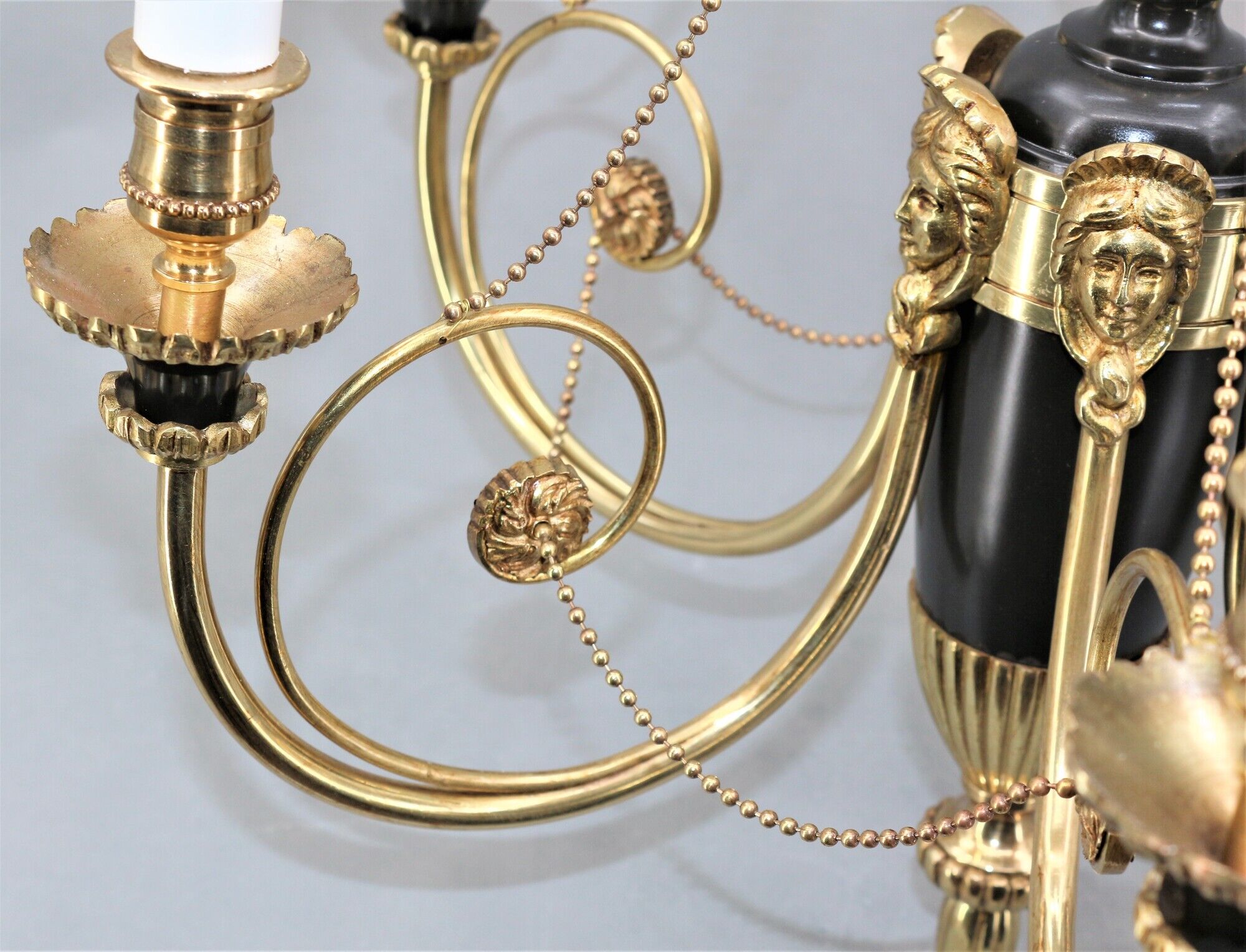 Chandelier style Directoire gilded and patinated in bronze " Lucien Gau "