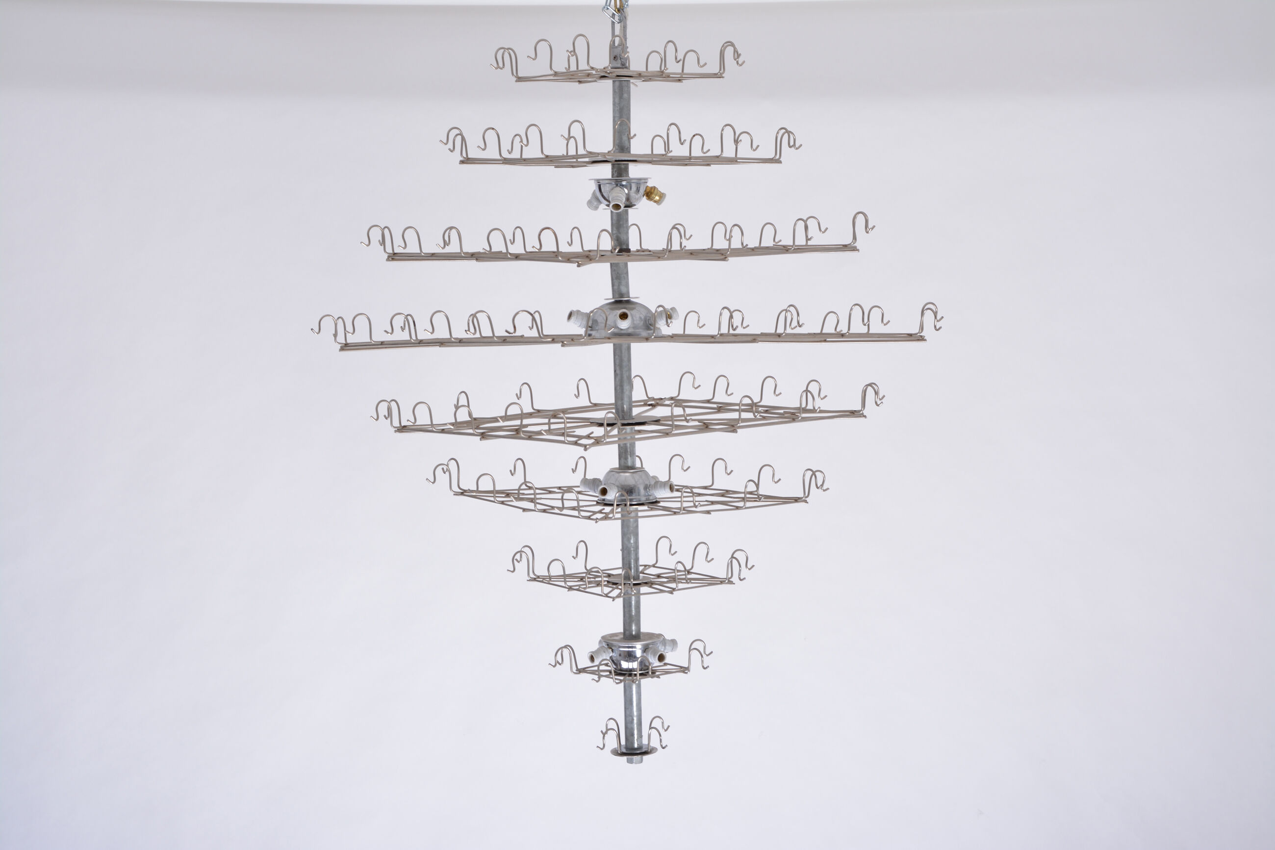 Huge Vintage Italian Chandelier with White Murano Glass Discs