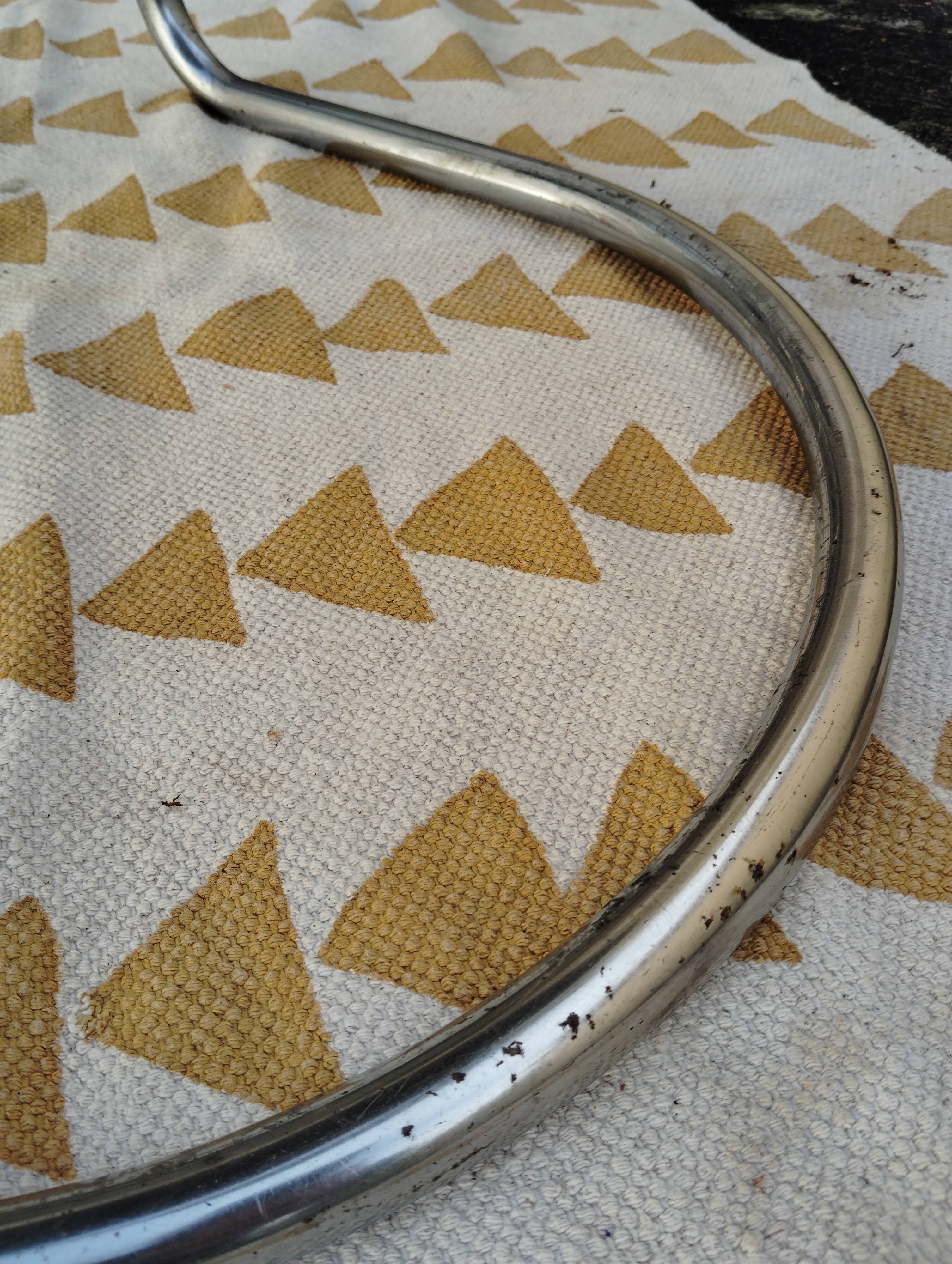 Vintage tubular leather metal sled chair