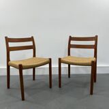 2 Danish Mid-Century Teak Dining Chairs #84 by Niels O. Møller for J. L. Moller