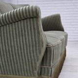 1960s, Danish 3-seater sofa, original green furniture velour, oak wood.