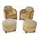 Pair of Art Deco armchairs and poufs
