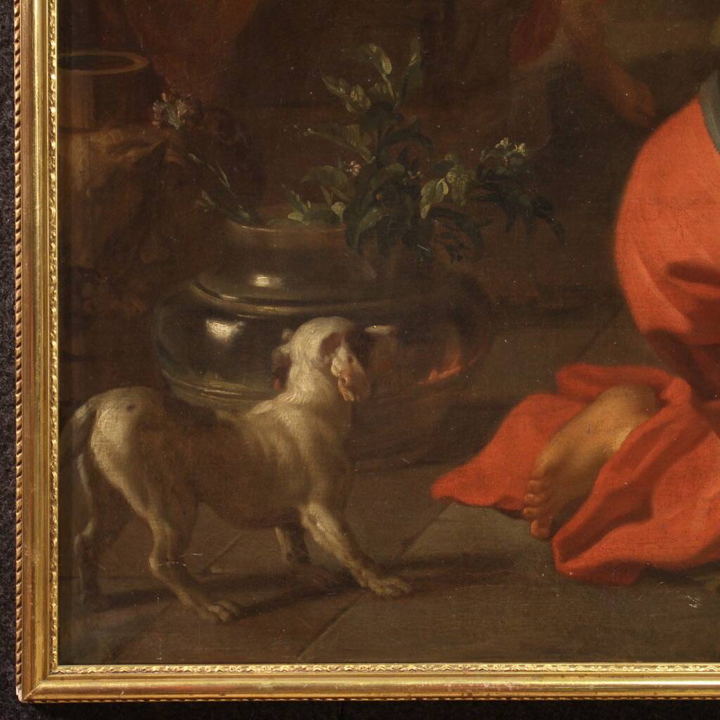 Antique Italian painting from the 18th century, Bathsheba bathing