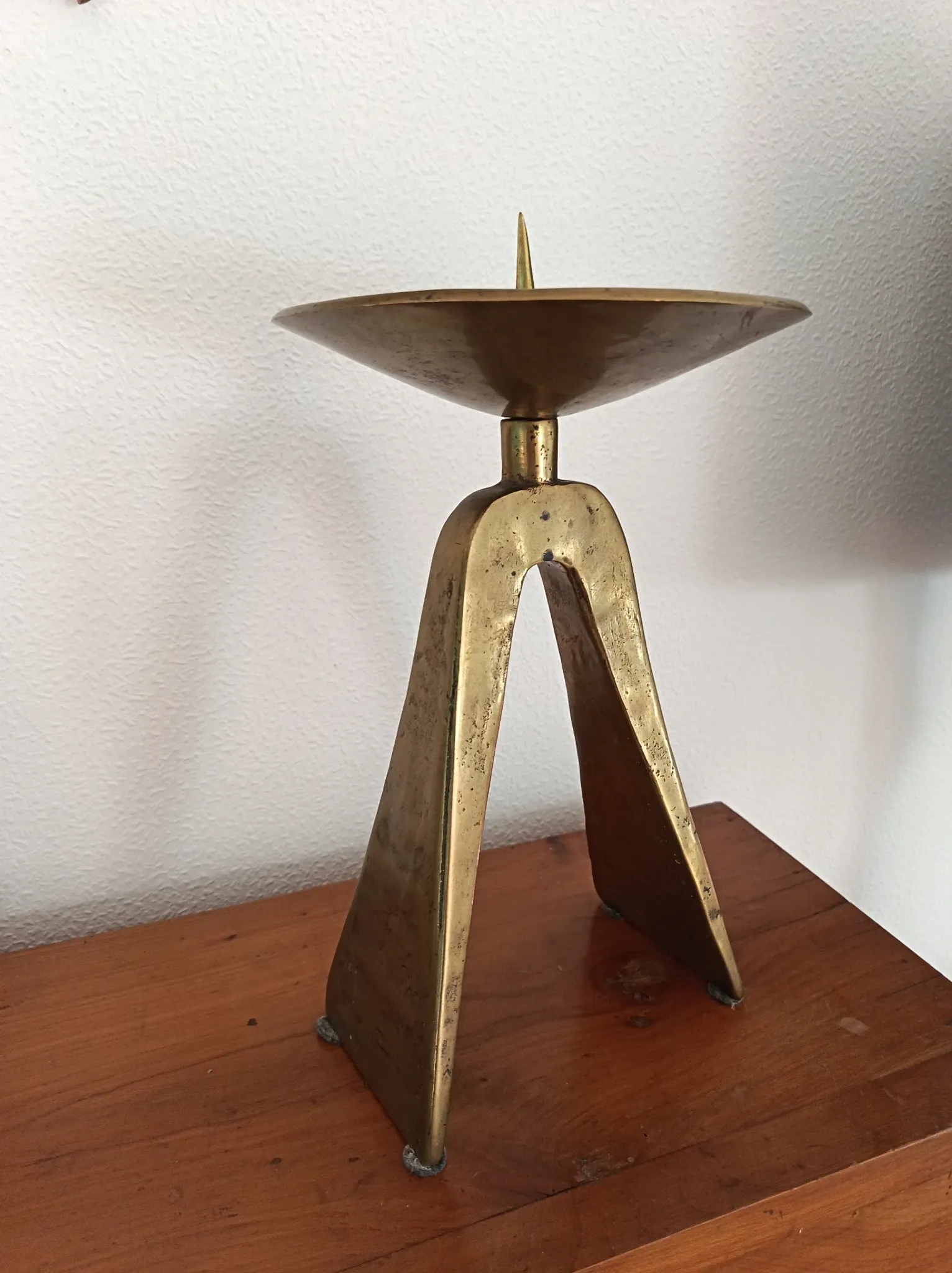 Brutalist bronze candlestick