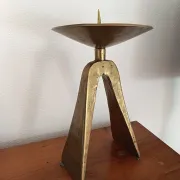 Brutalist bronze candlestick