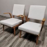 Mid-century wool boucle armchairs