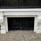 Charles x style fireplace in carrara marble, circa 1880