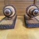 Pair of Vintage Pyrographed Wood Torch Wall Lights Mountain Style #