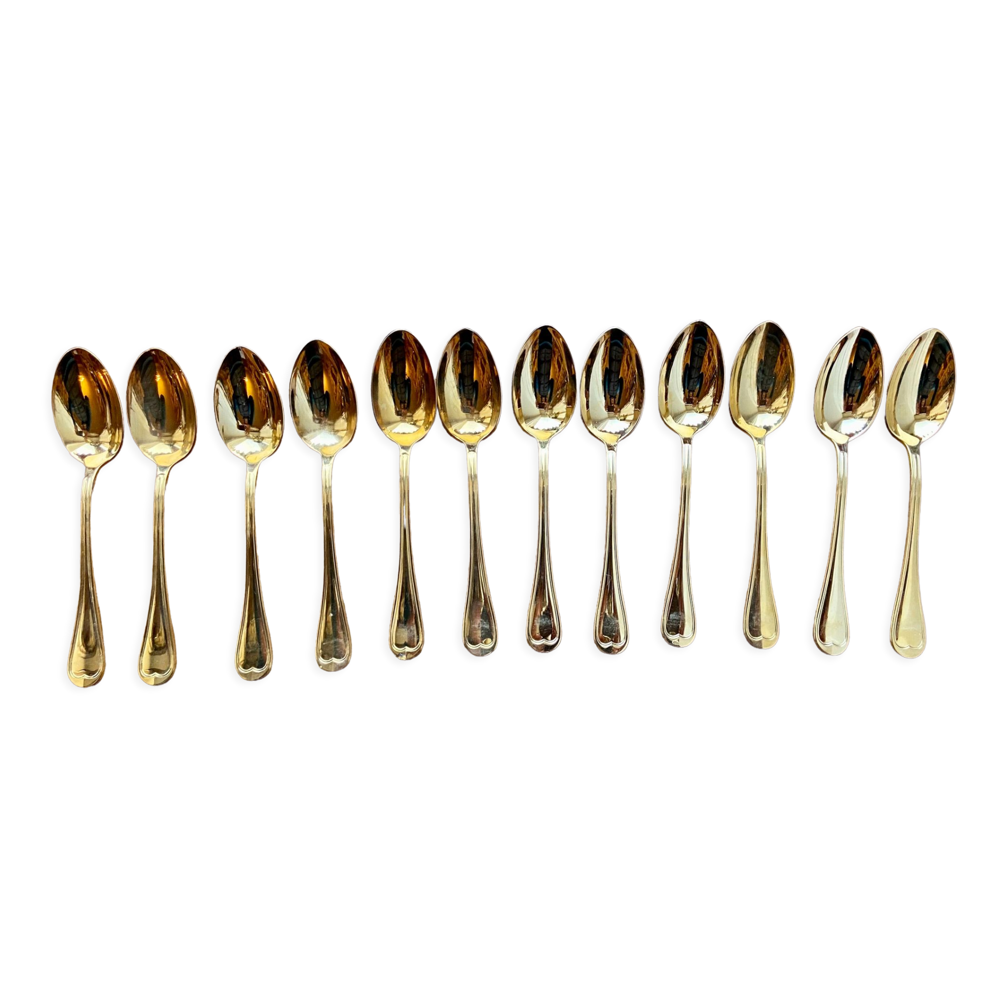 Twelve Golden Metal Coffee Spoons