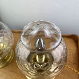 Vintage globe table lamp engraved and transparent chiseled