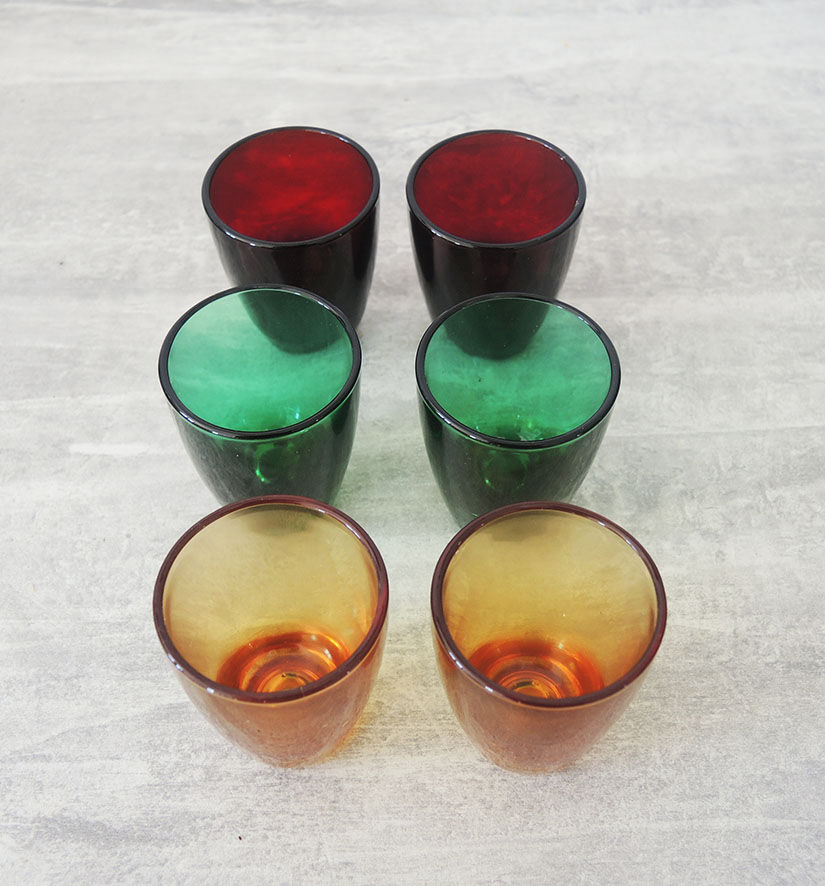 6 ancient multicolored digestive glasses