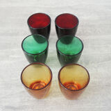 6 ancient multicolored digestive glasses