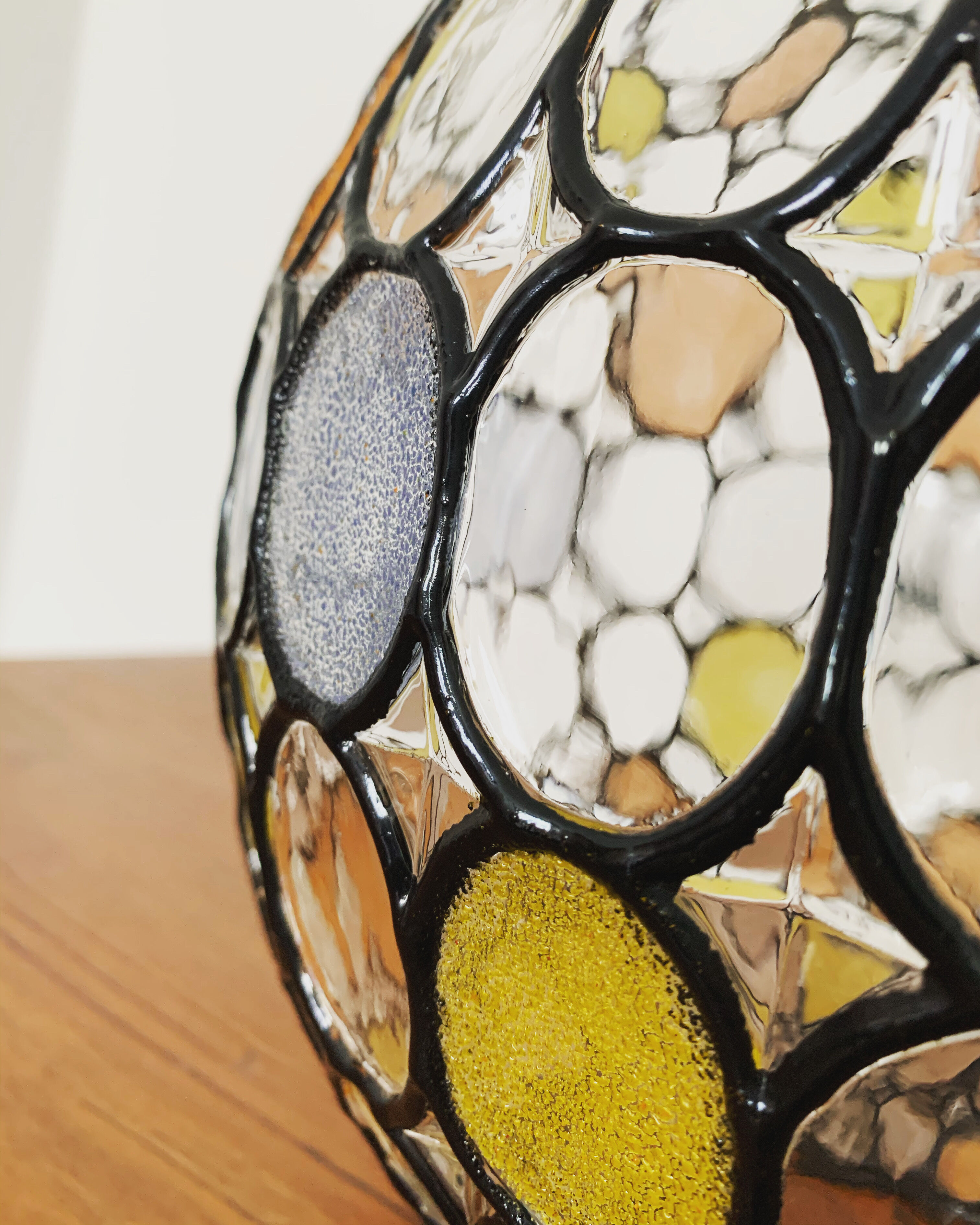 Colourful glass pendant lamp by Glashütte Limburg