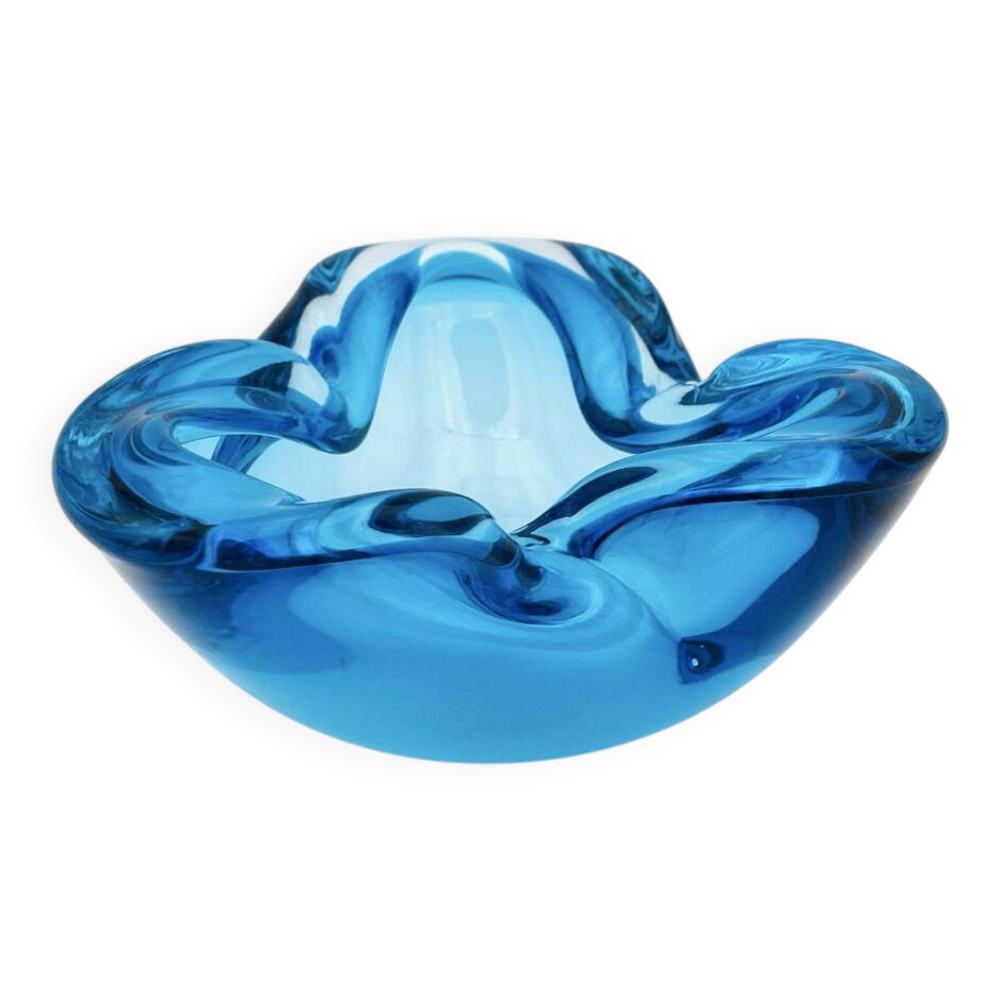 Murano Glass Pocket Vase Flavio Poli Sommerso Blue Aquamarine