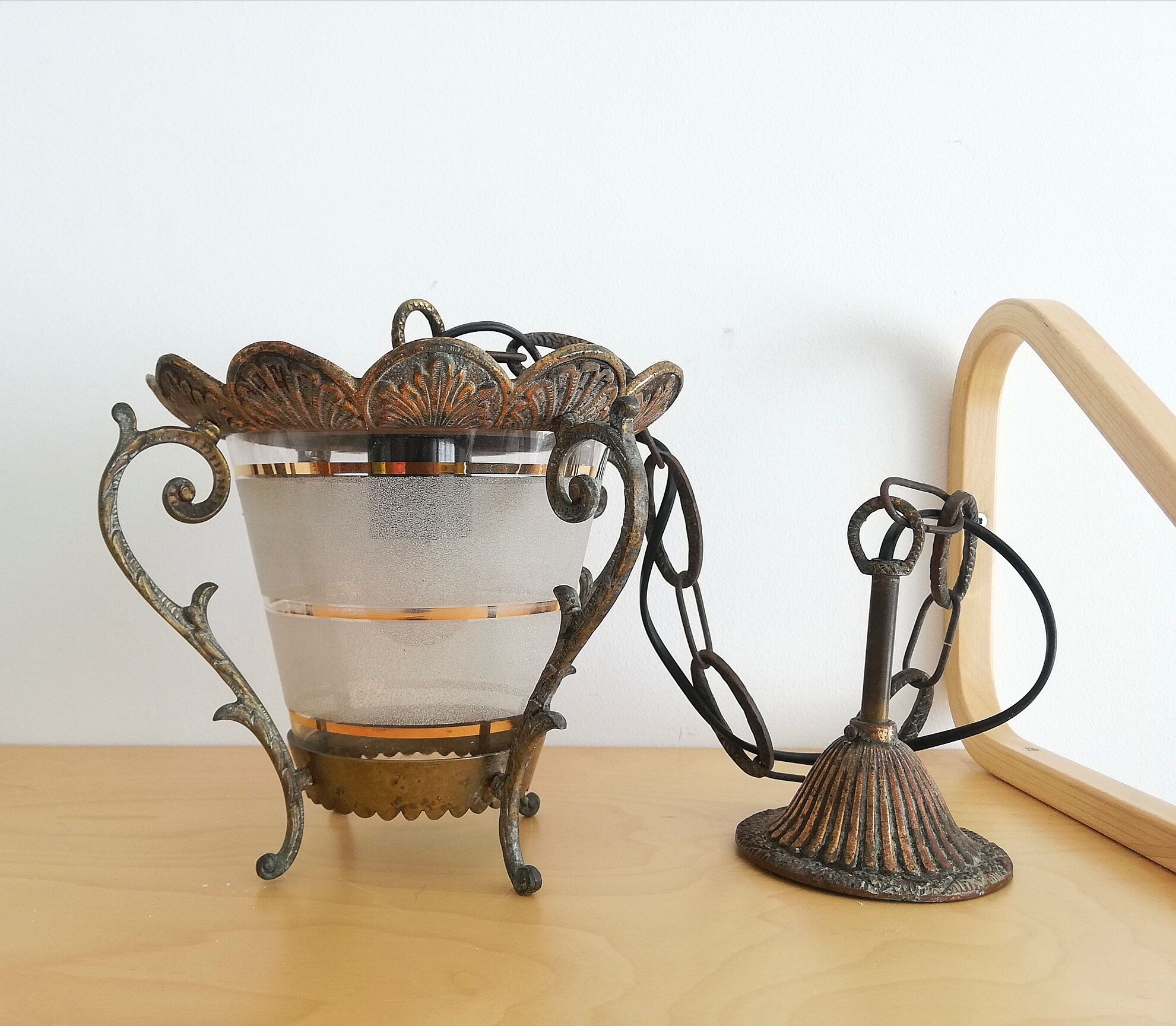 Antique Gothic ceiling lamp bronze  1920