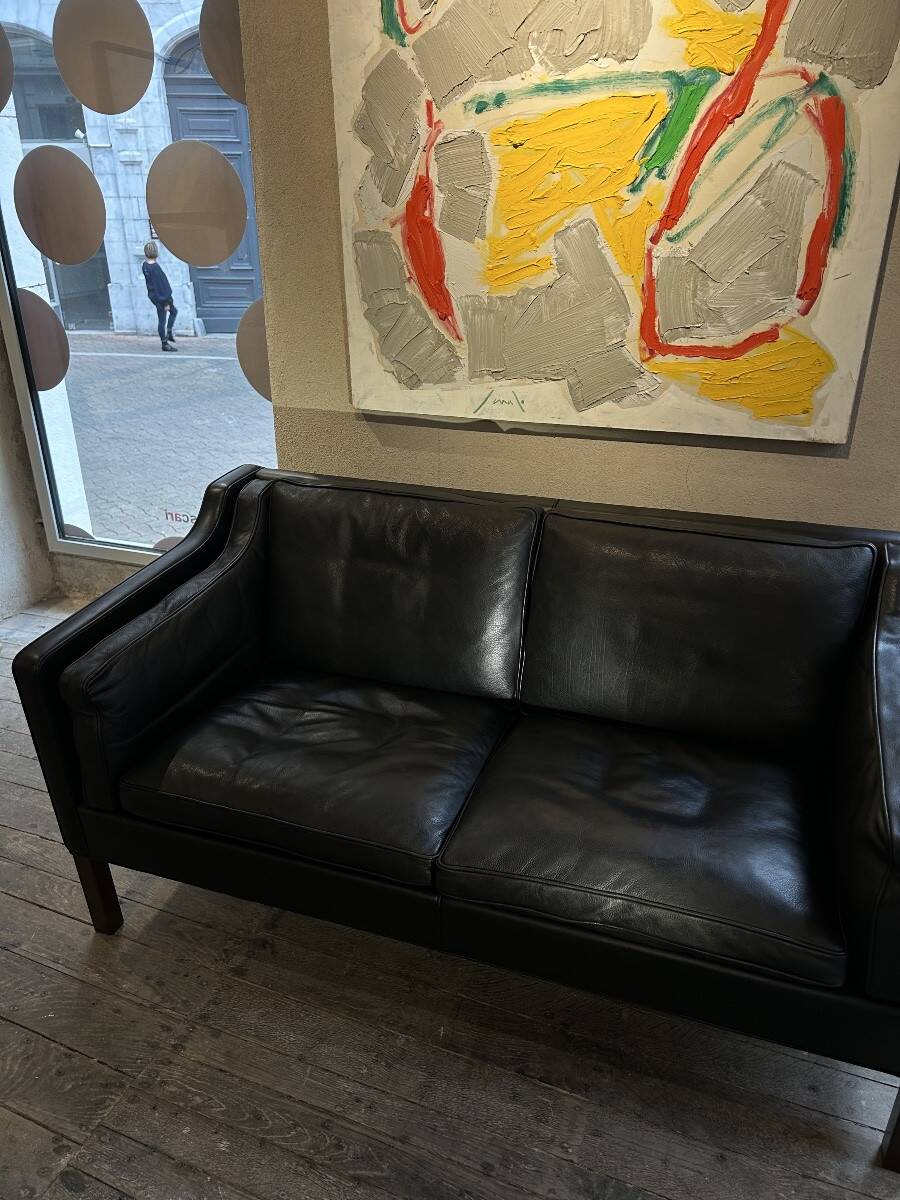 Borge Mogensen - 2-seater black leather sofa