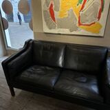 Borge Mogensen - 2-seater black leather sofa