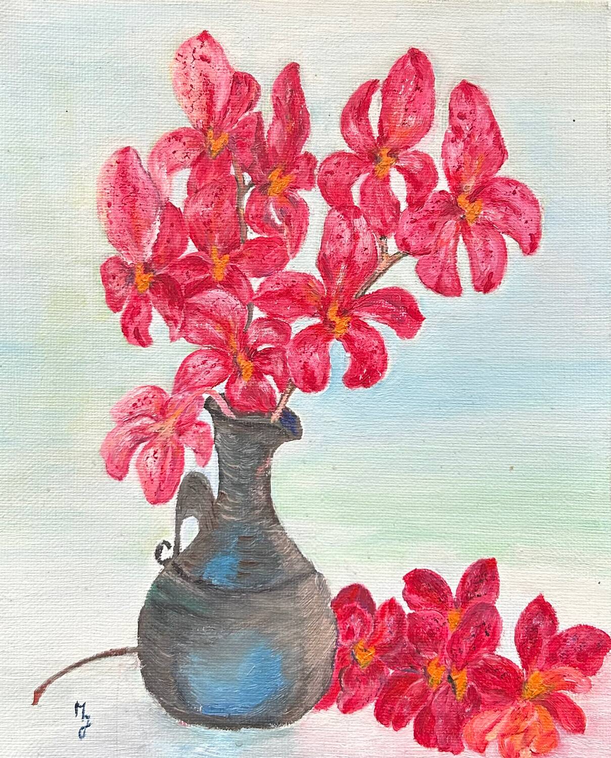 Small pink bouquet painting