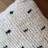 Moroccan Berber white pouf with bohemian polka dots