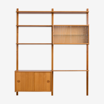 Scandinavian oak wall unit by Sven Andersen, Norway 1970s