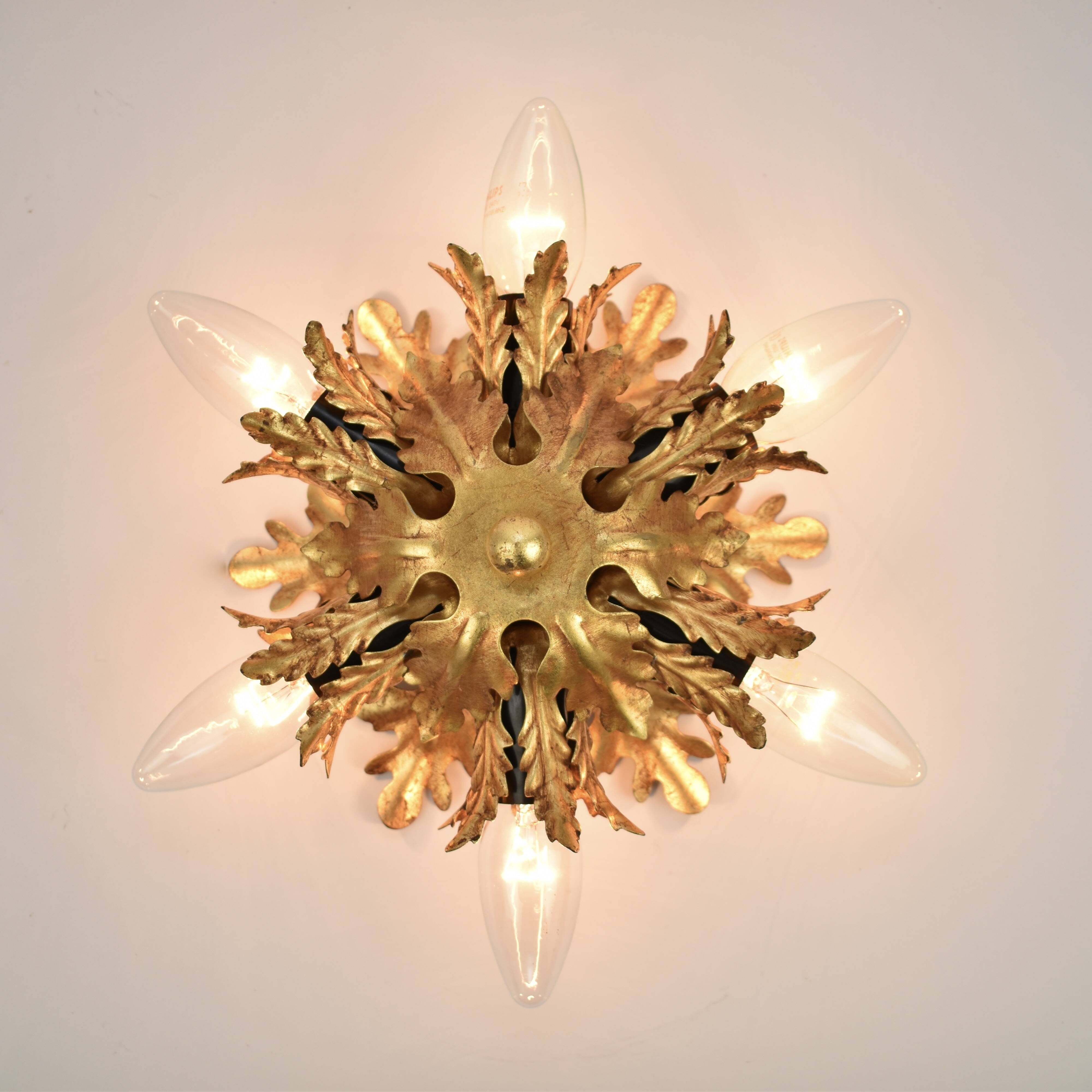 Mid century palm leaf flush mount by Banci Firenze