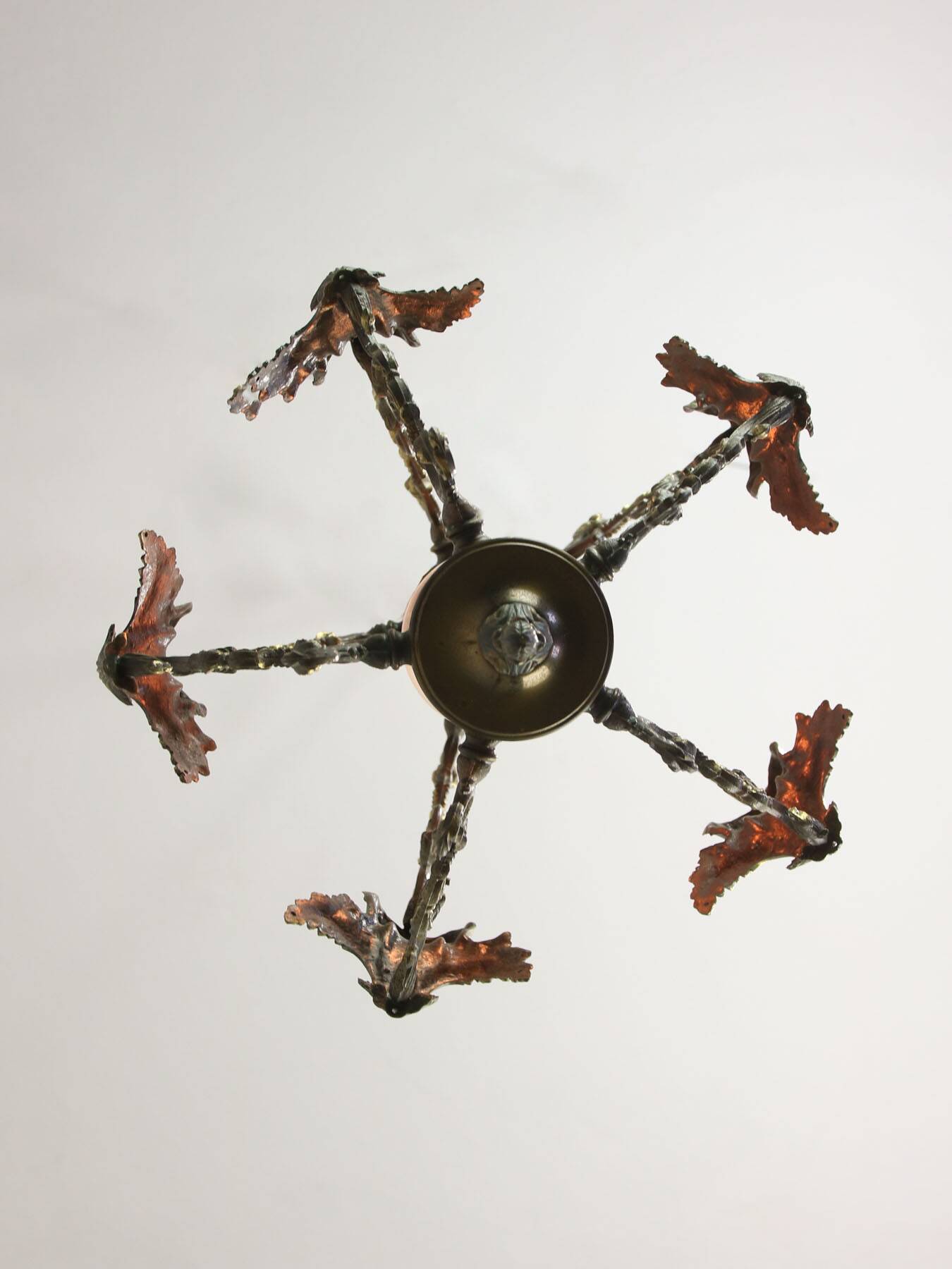 Vintage Patinated Bronze Figural Pendant Lamp